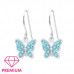 Premium Children's Silver Butterfly Earrings with Crystal