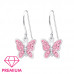 Premium Children's Silver Butterfly Earrings with Crystal