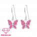 Premium Children's Silver Butterfly Earrings with Crystal