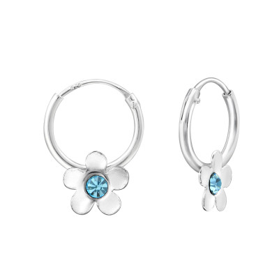 Children's Silver Flower Ear Hoop with Crystal