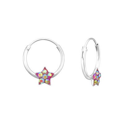 Children's Silver Star Ear Hoop with Crystal