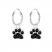 Children's Silver Ear Hoop with Hanging Paw Print and Crystal