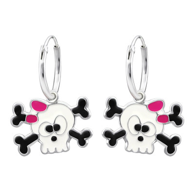 Skull Children's Sterling Silver Hoops with Epoxy