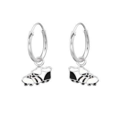 Children's Silver Ear Hoop with Hanging Football Boots and Epoxy