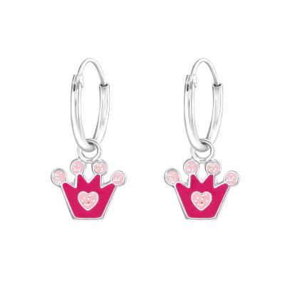 Children's Silver Hoops with Hanging Crown