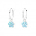 Children's Silver Ear Hoops with Hanging Paw Print and Crystal