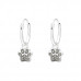 Children's Silver Ear Hoops with Hanging Paw Print and Crystal