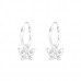 Children's Silver Ear Hoops with Hanging Butterfly and Crystal