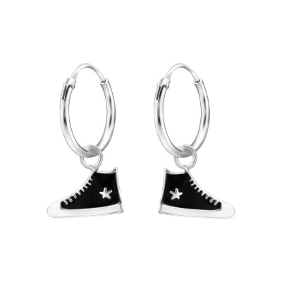 Children's Silver Ear Hoop with Hanging Sneaker and Epoxy