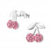 Children's Silver Cherry Ear Studs with Crystal