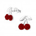 Children's Silver Cherry Ear Studs with Crystal