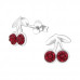 Children's Silver Cherry Ear Studs with Genuine European Crystals