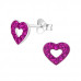 Children's Silver Heart Ear Studs with Crystal