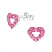 Children's Silver Heart Ear Studs with Crystal