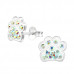 Children's Silver Paw Print Ear Studs with Crystal