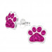 Children's Silver Paw Print Ear Studs with Crystal