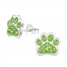 Children's Silver Paw Print Ear Studs with Crystal