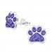Children's Silver Paw Print Ear Studs with Crystal