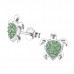 Children's Silver Turtle Ear Studs with Genuine European Crystals