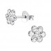 Children's Silver Flower Ear Studs with Crystal