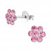 Children's Silver Flower Ear Studs with Crystal