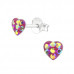 Children's Silver Heart Ear Studs with Crystal