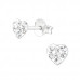 Children's Silver Heart Ear Studs with Crystal