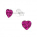 Children's Silver Heart Ear Studs with Crystal