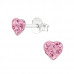 Children's Silver Heart Ear Studs with Crystal