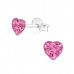 Children's Silver Heart Ear Studs with Crystal