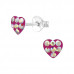 Children's Silver Heart Ear Studs with Crystal