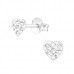 Children's Silver Heart Ear Studs with Crystal