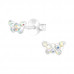 Children's Silver Butterfly Ear Studs with Crystal