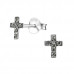 Children's Silver Cross Ear Studs with Crystal