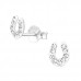 Children's Silver Horseshoe Ear Studs with Crystal