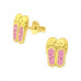 Children's Silver Ballerina Shoes Ear Studs with Crystal