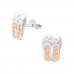 Children's Silver Ballerina Shoes Ear Studs with Crystal