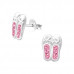 Children's Silver Ballerina Shoes Ear Studs with Crystal