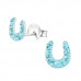 Children's Silver Horseshoe Ear Studs with Crystal