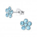 Children's Silver Flower Ear Studs with Crystal