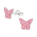 Children's Silver Butterfly Ear Studs with Crystal