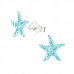 Children's Silver Starfish Ear Studs with Crystal