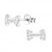 Children's Silver Bone Ear Studs with Genuine European Crystals