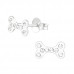 Children's Silver Bone Ear Studs with Crystal