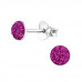 Children's Silver Round Ear Studs with Crystal