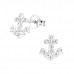 Children's Silver Anchor Ear Studs with Crystal