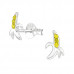 Children's Silver Banana Ear Studs with Crystal