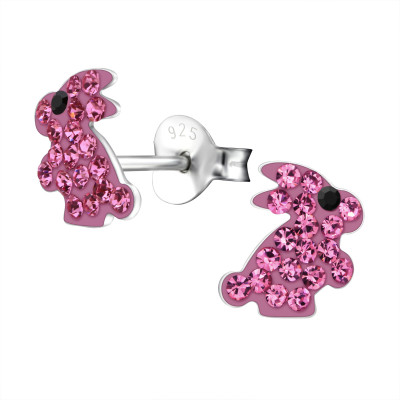 Children's Silver Rabbit Ear Studs with Crystal