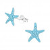 Children's Silver Starfish Ear Studs with Genuine European Crystal