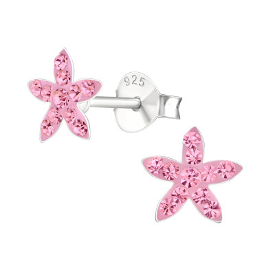 Children's Silver Star Ear Studs with Crystal